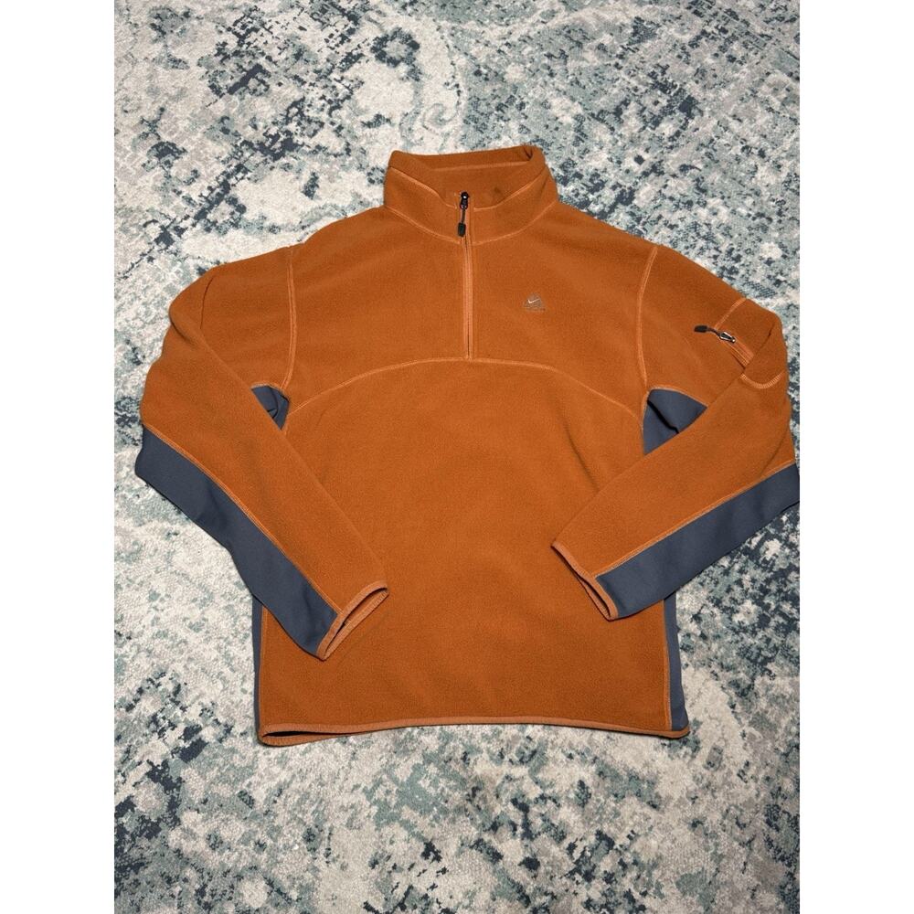 Vintage 90s Y2K Nike ACG Quarter Zip Sweater Jacket Mens Orange -SIZE- L -CLEAN